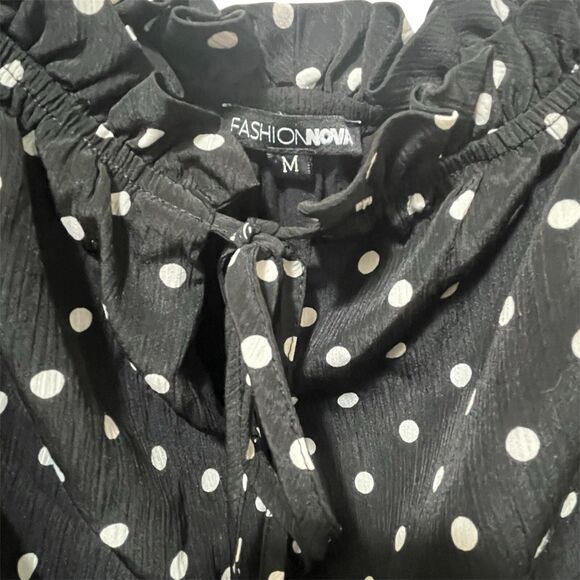 Fashion Nova Polka Dot Romper Shorts, OFF SHOULDER, Rockabilly Pinup Cute Medium - Picture 5 of 7